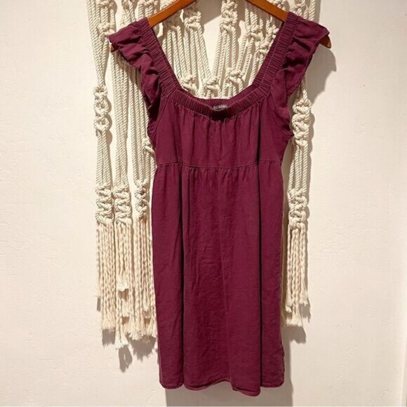 Wild Fable Babydoll Dress XS Mini Maroon Red Linen Rayon Cottagecore Sleeveless - Picture 1 of 8